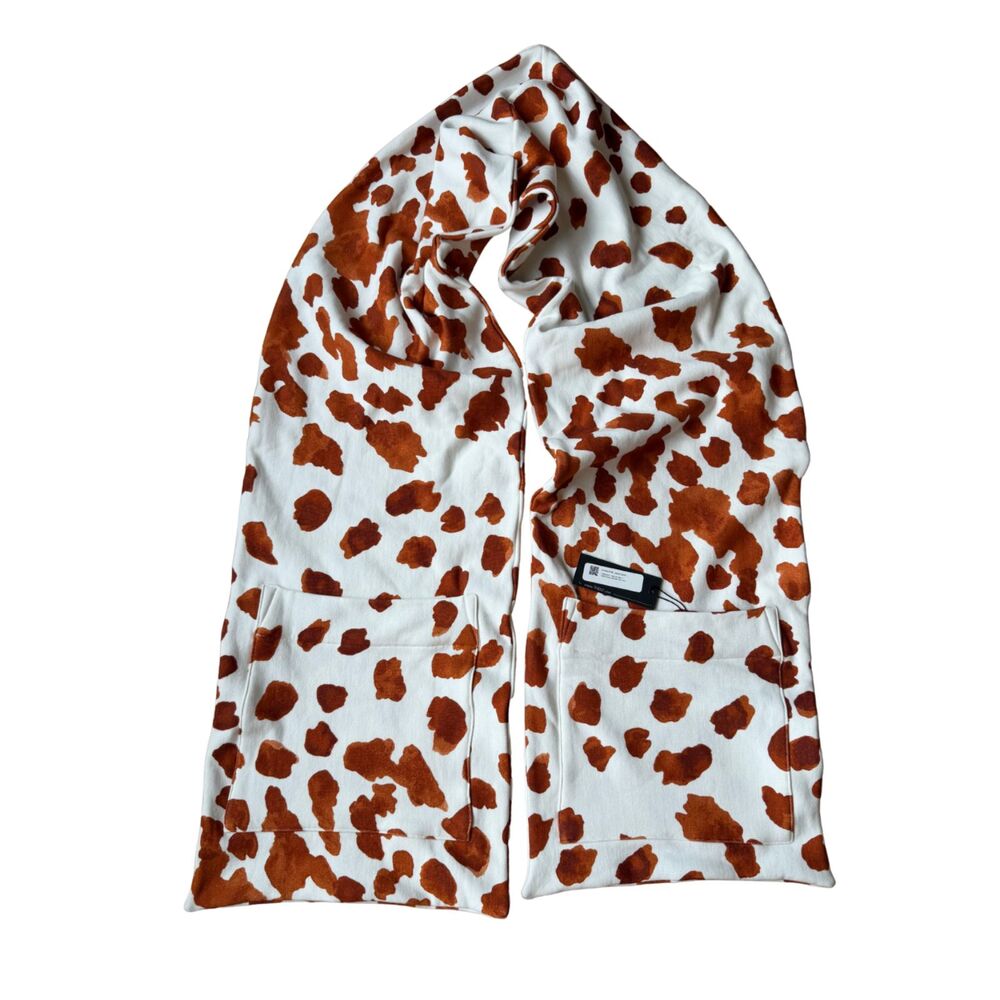 The Kit Brown White Cow Print Cargo Scarf Large Java Sport Organic Cotton 12x80